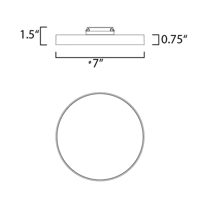 Trim Round LED Flush Mount Ceiling Light - line drawing.