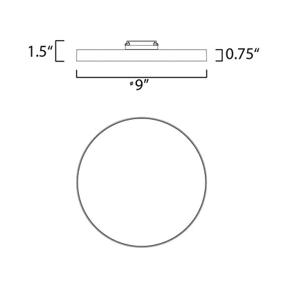 Trim Round LED Flush Mount Ceiling Light - line drawing.