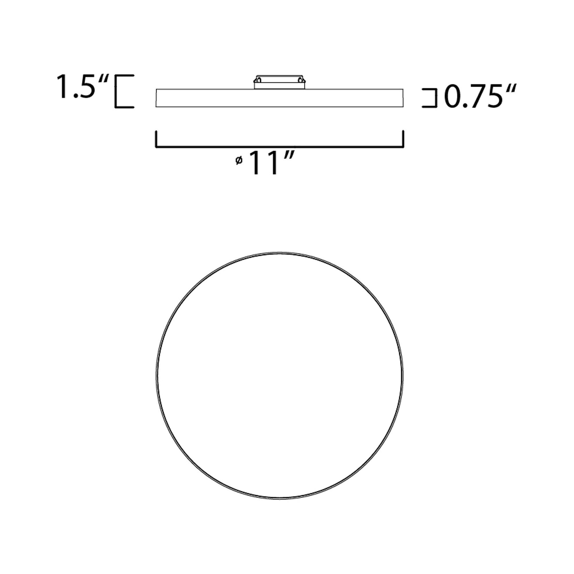 Trim Round LED Flush Mount Ceiling Light - line drawing.