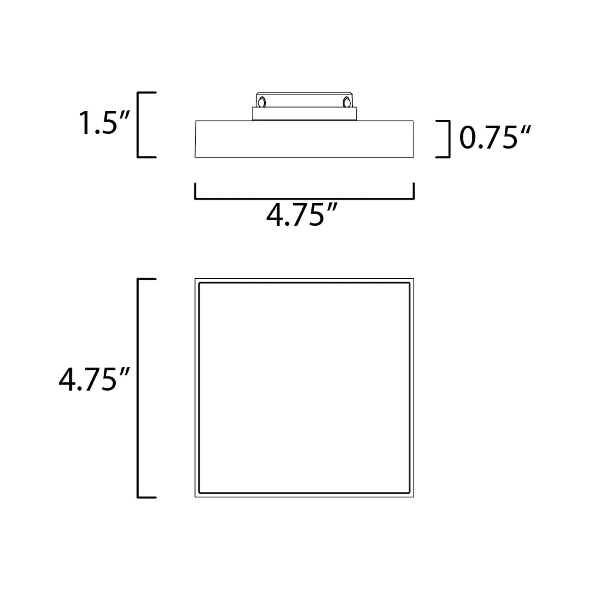 Trim Square LED Flush Mount Ceiling Light - line drawing.