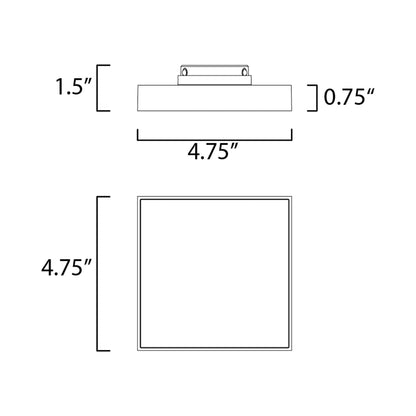 Trim Square LED Flush Mount Ceiling Light - line drawing.