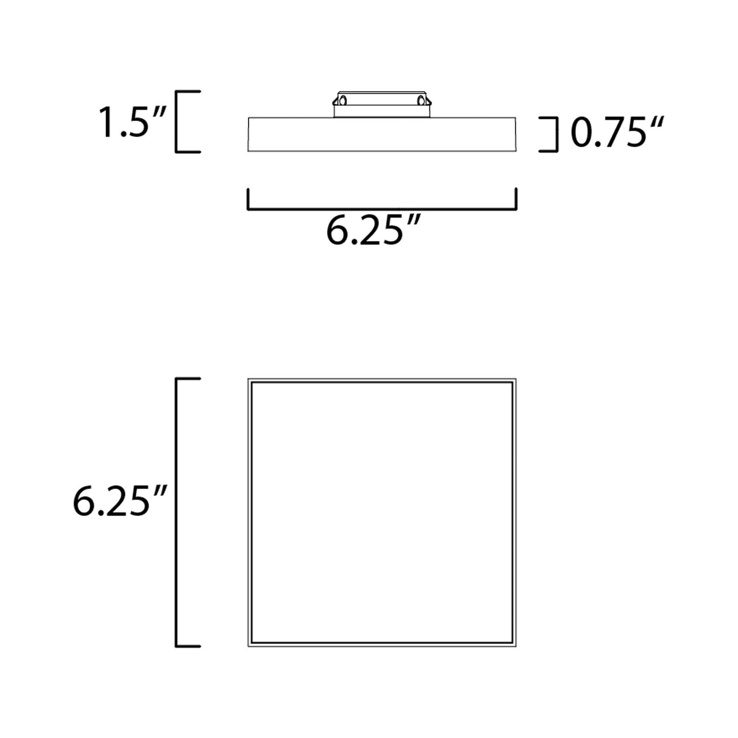 Trim Square LED Flush Mount Ceiling Light - line drawing.