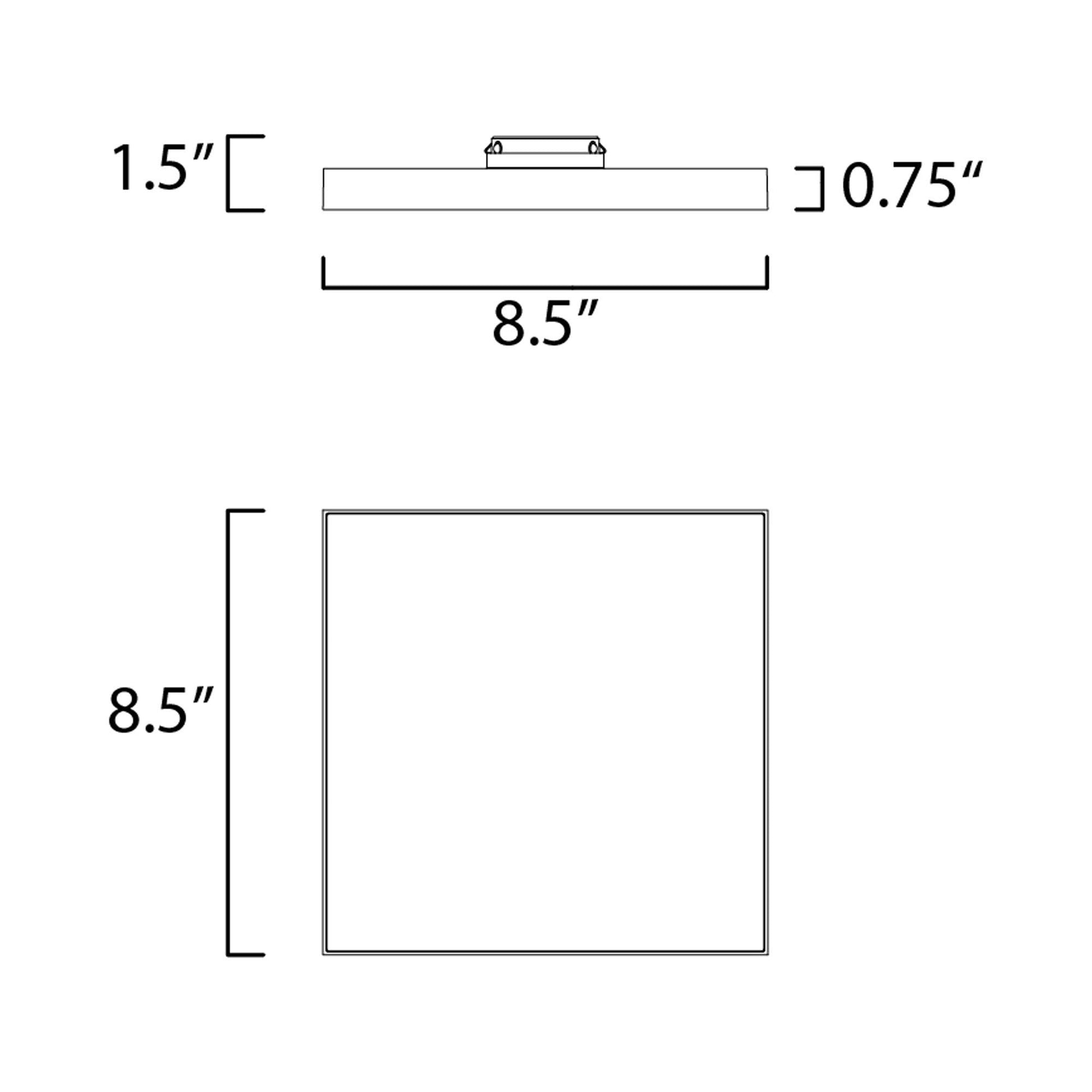 Trim Square LED Flush Mount Ceiling Light - line drawing.