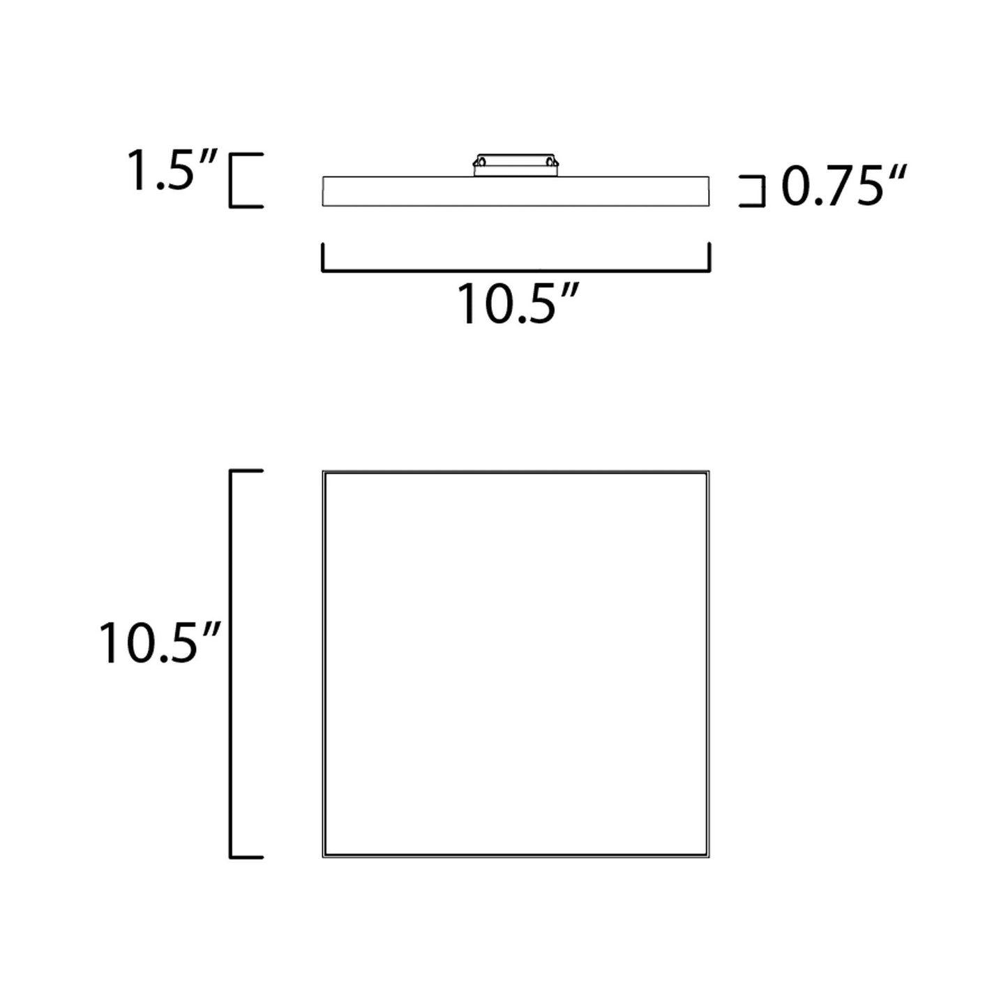 Trim Square LED Flush Mount Ceiling Light - line drawing.