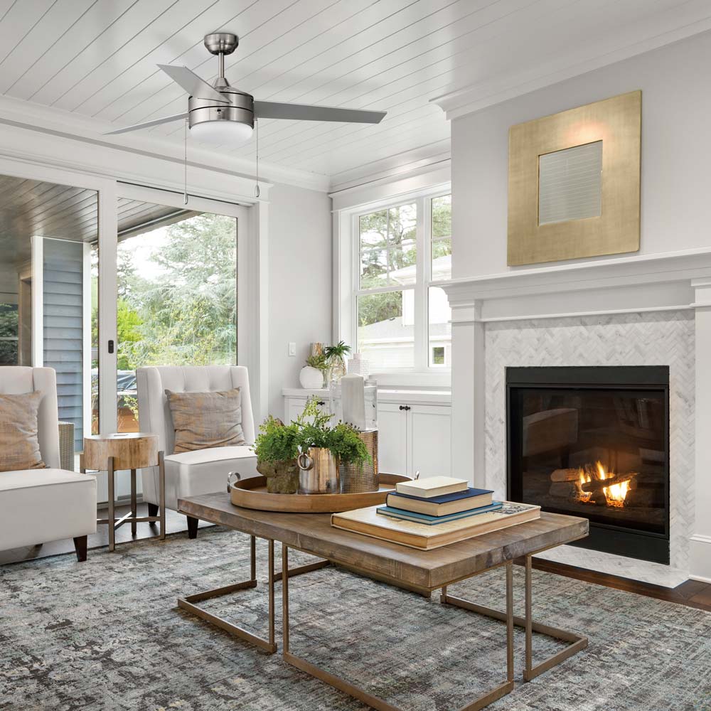 Trio Ceiling Fan in living room.