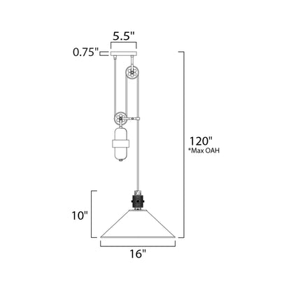 Tucson Pendant Light - line drawing.