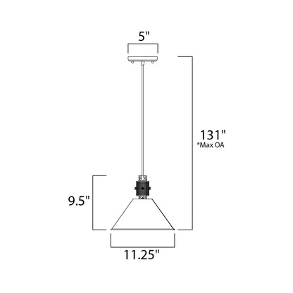 Tucson Single Pendant Light - line drawing.