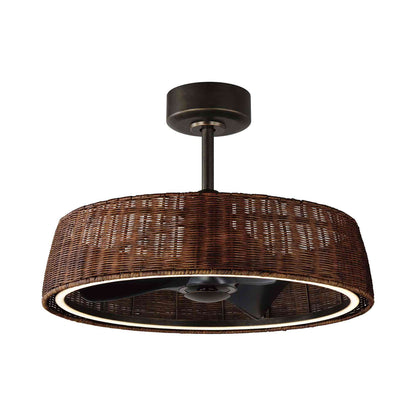 Tulum Outdoor LED Ceiling Fan in Dark Rattan (29-Inch).