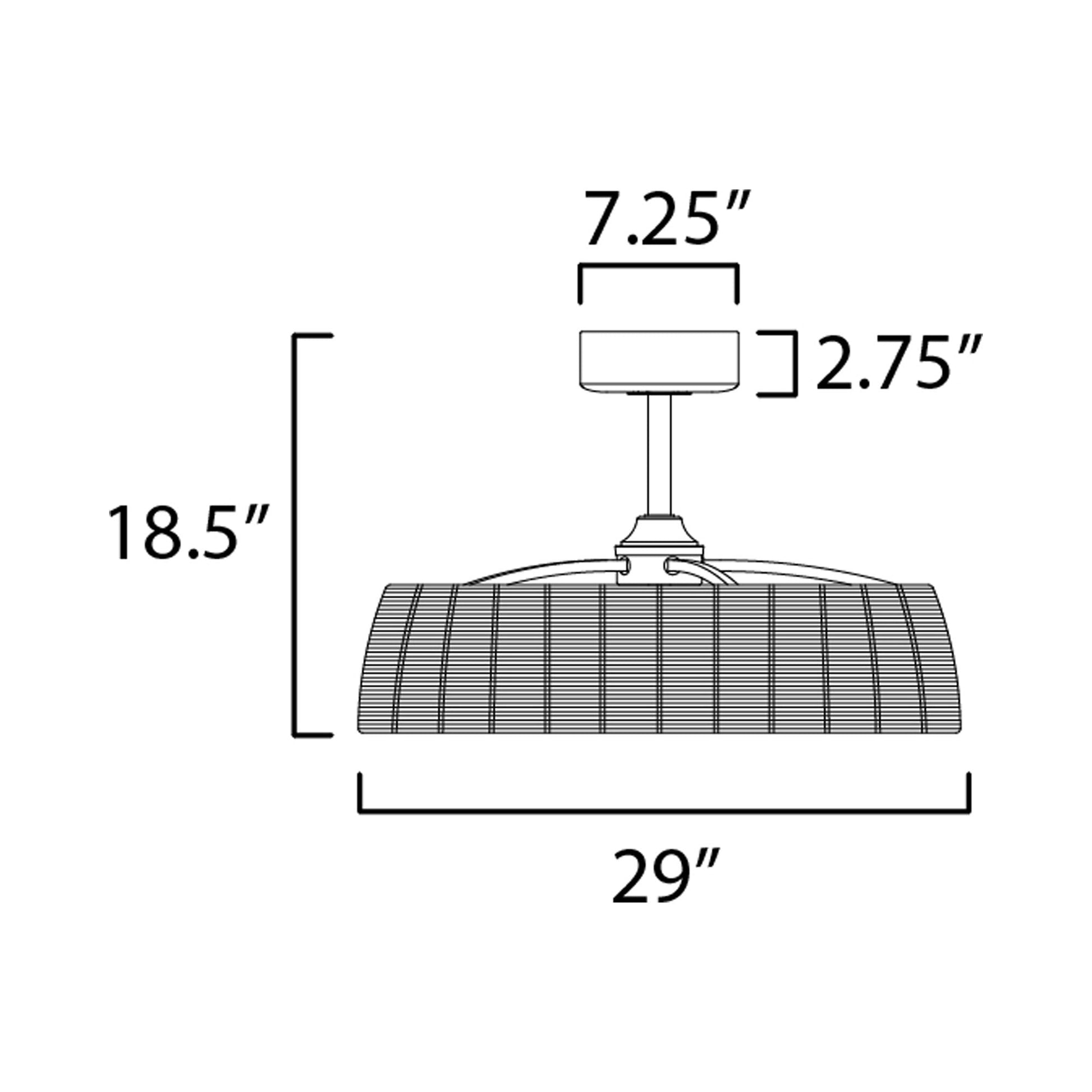Tulum Outdoor LED Ceiling Fan - line drawing.