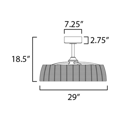 Tulum Outdoor LED Ceiling Fan - line drawing.
