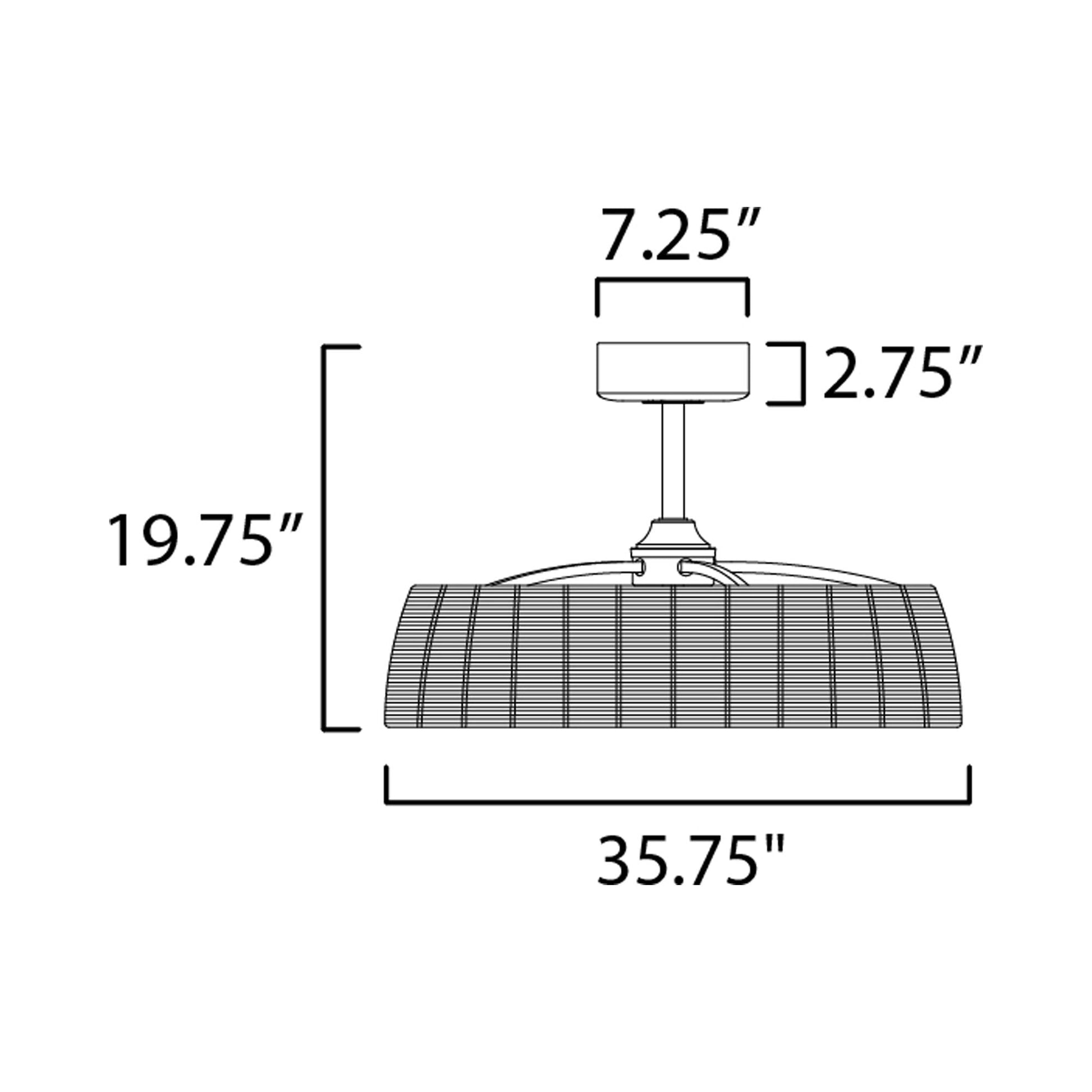 Tulum Outdoor LED Ceiling Fan - line drawing.