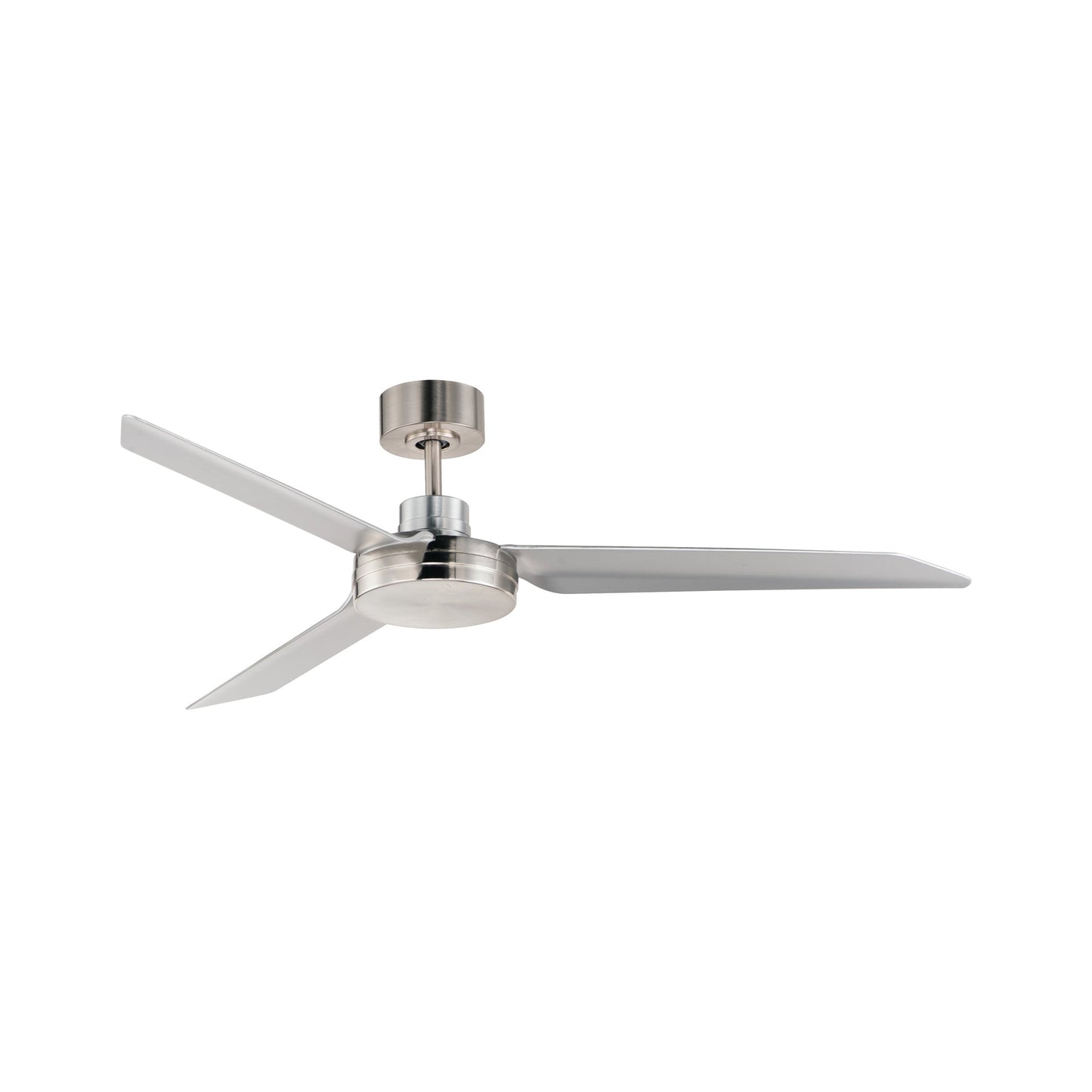 Ultra Slim Outdoor Ceiling Fan in Satin Nickel.