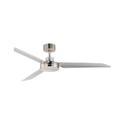 Ultra Slim Outdoor Ceiling Fan in Satin Nickel.