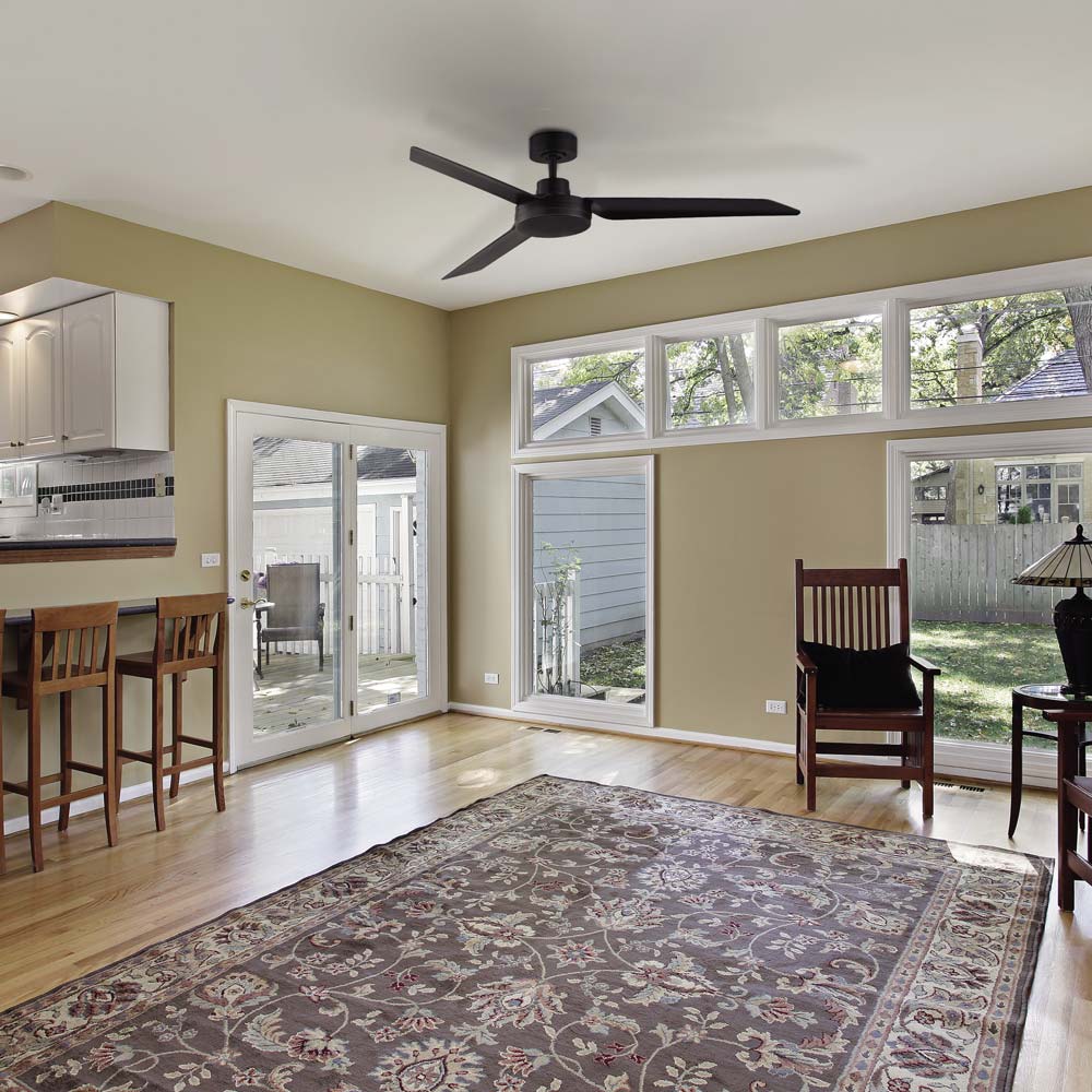 Ultra Slim Outdoor Ceiling Fan in living room.
