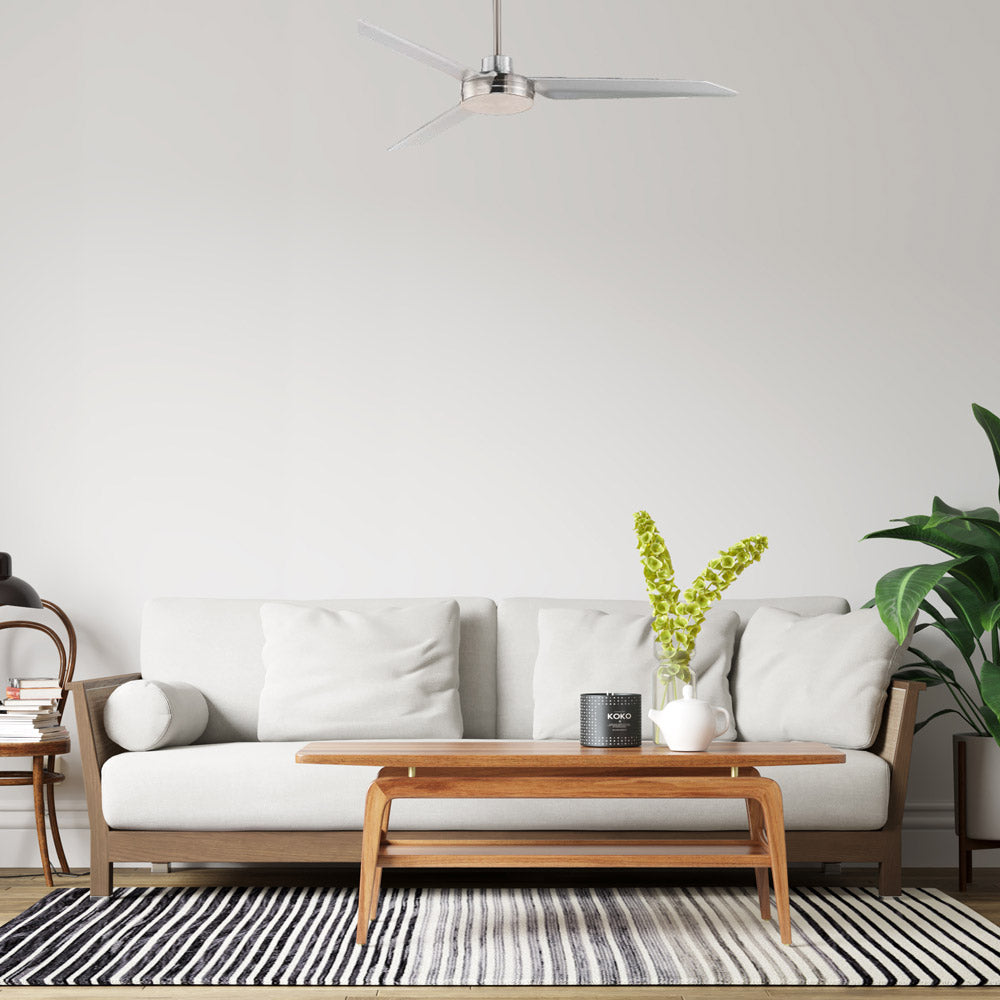 Ultra Slim Outdoor Ceiling Fan in living room.