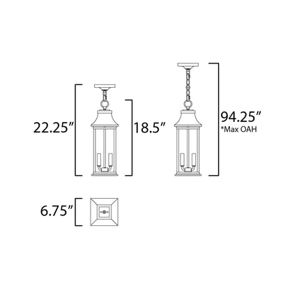Vicksburg Outdoor Pendant Light - line drawing.