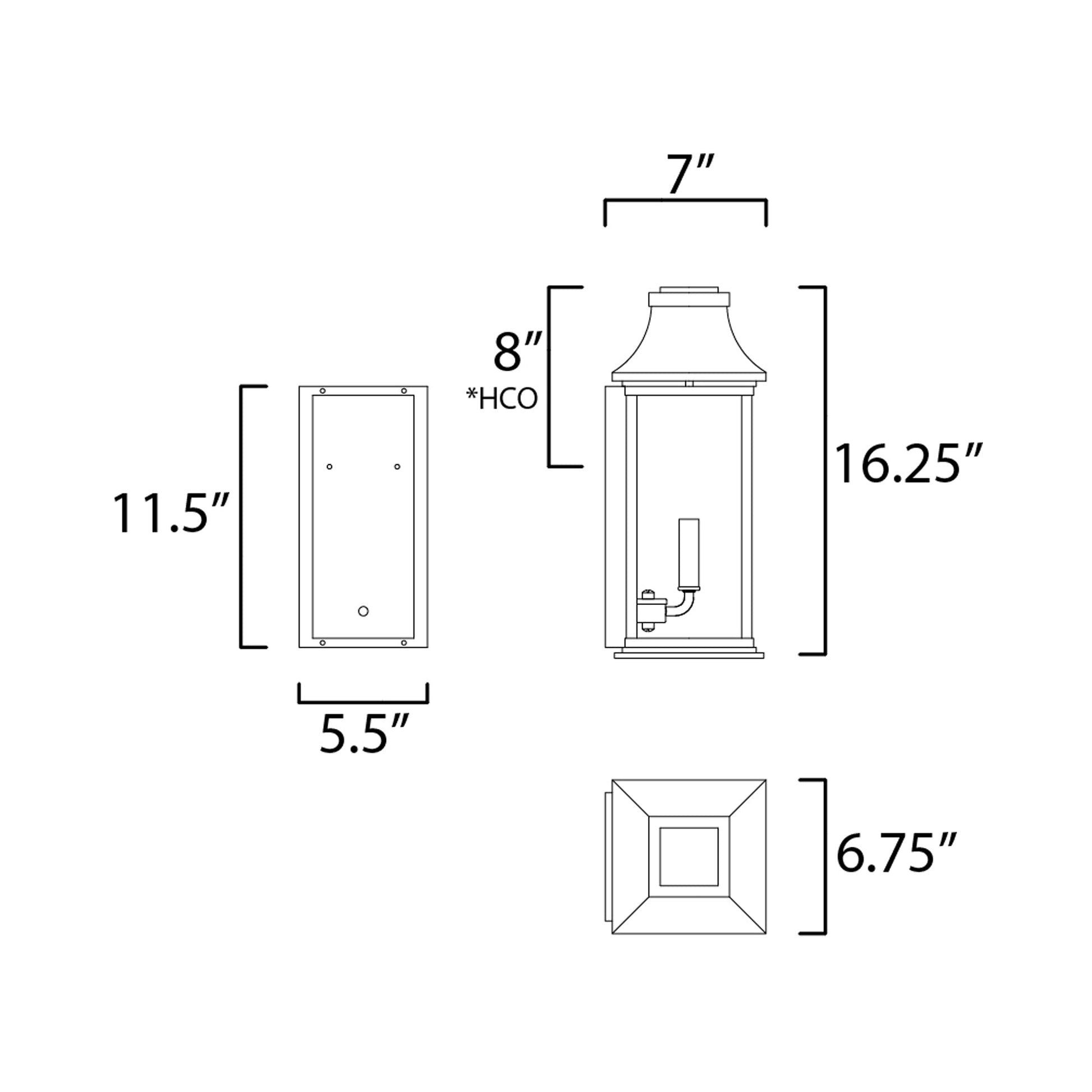 Vicksburg Outdoor Pocket Wall Light - line drawing.