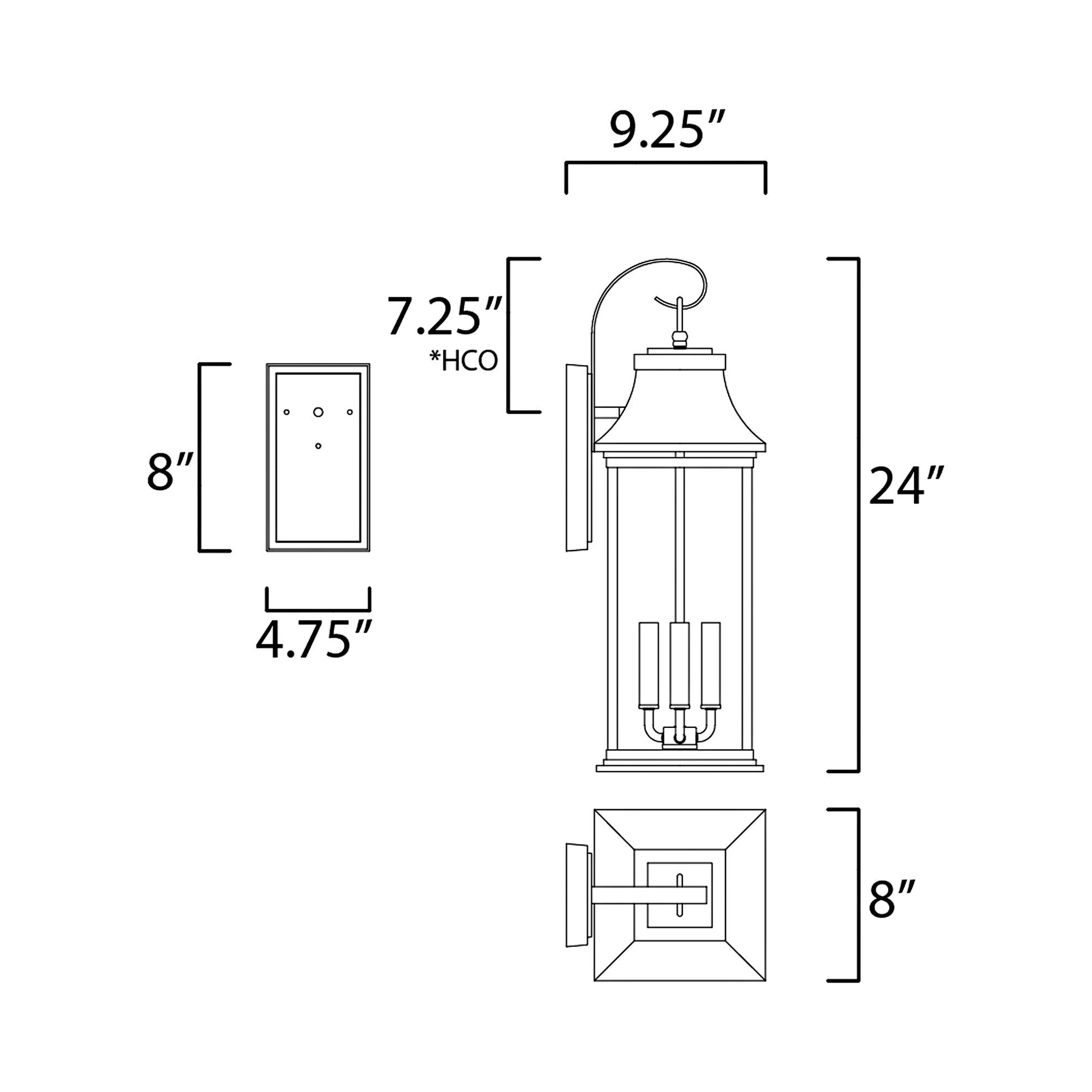 Vicksburg Outdoor Wall Light - line drawing.