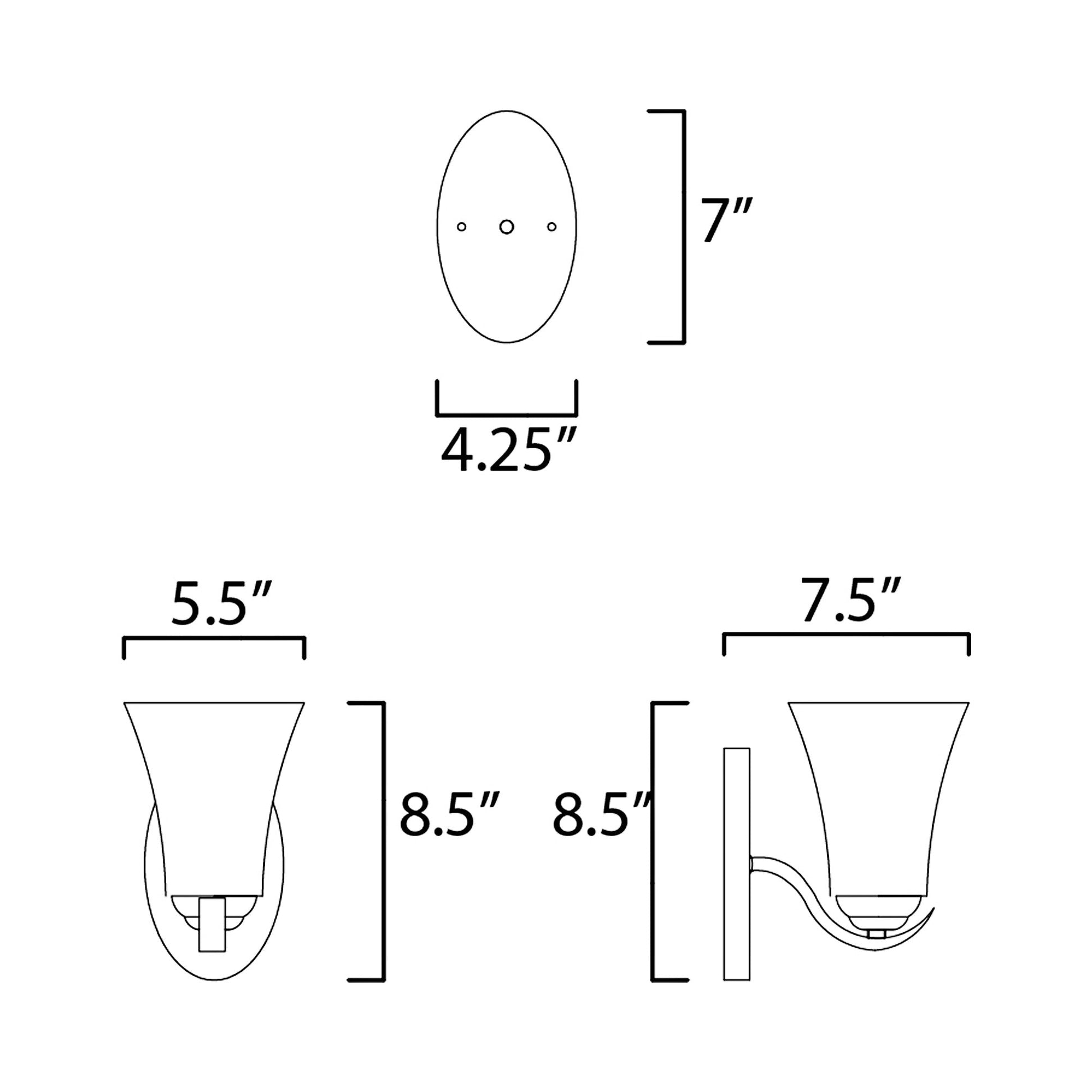 Vital Bath Vanity Light - line drawing.