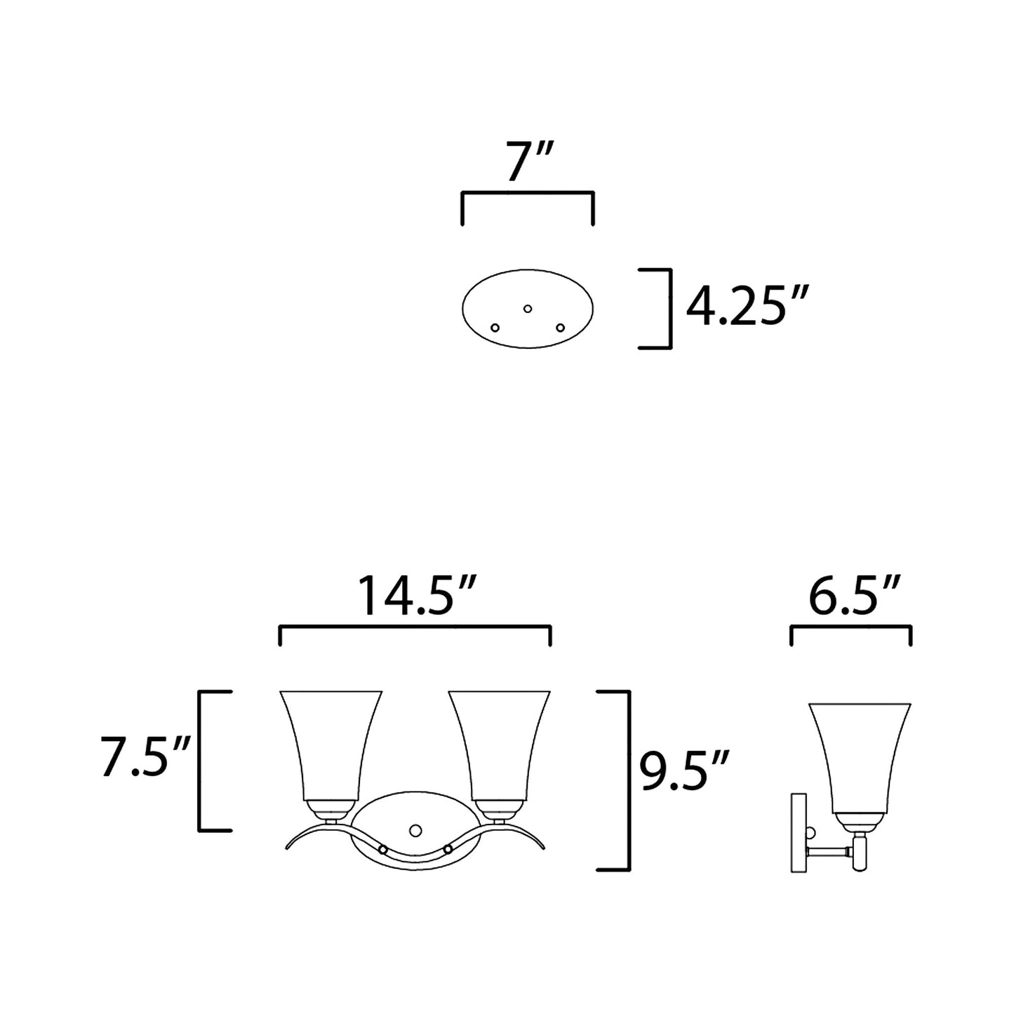 Vital Bath Vanity Light - line drawing.