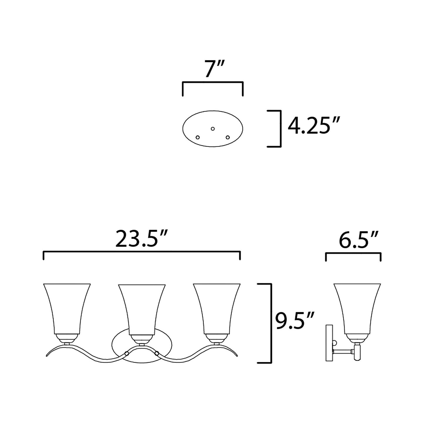 Vital Bath Vanity Light - line drawing.
