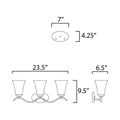 Vital Bath Vanity Light - line drawing.