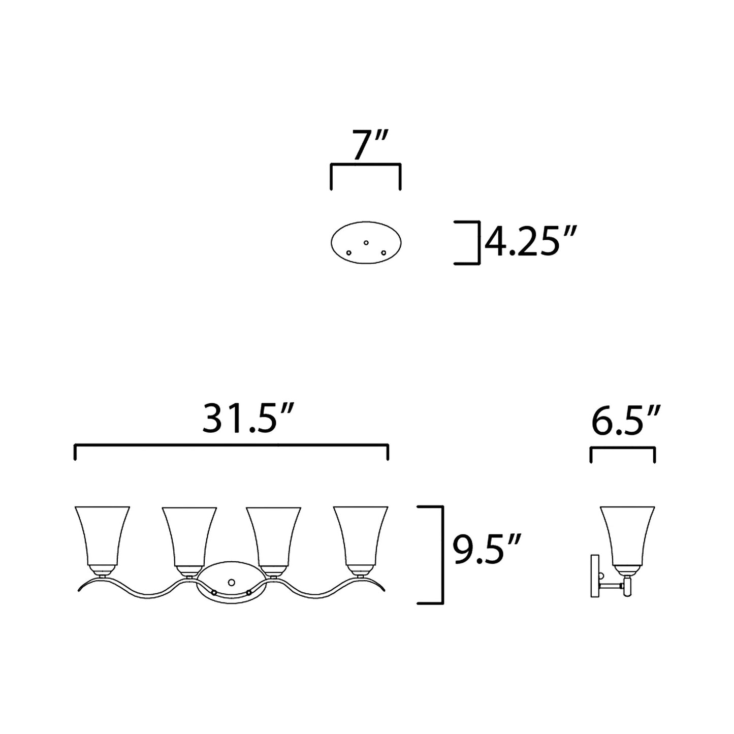 Vital Bath Vanity Light - line drawing.