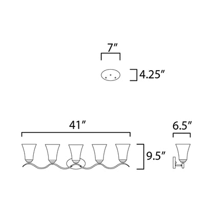 Vital Bath Vanity Light - line drawing.