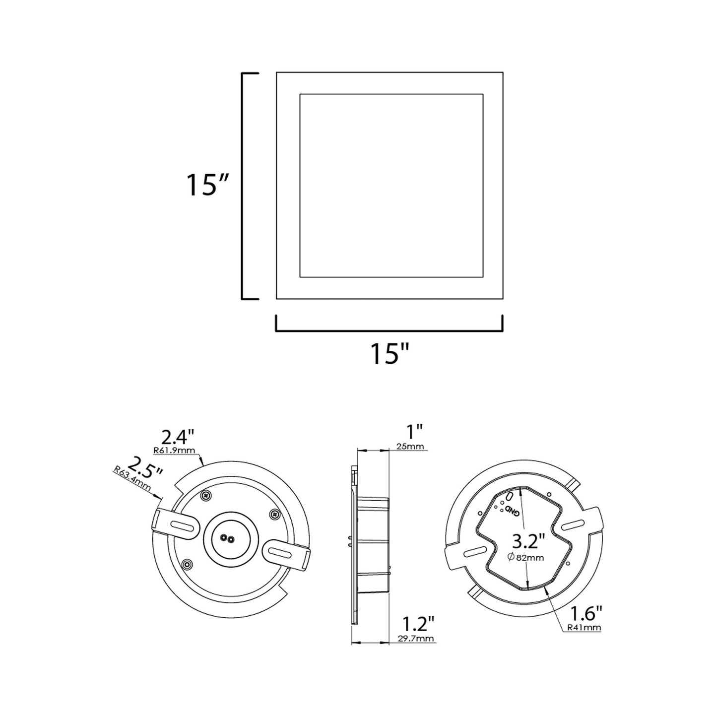 Wafer LED Flush Mount Ceiling Light - line drawing.