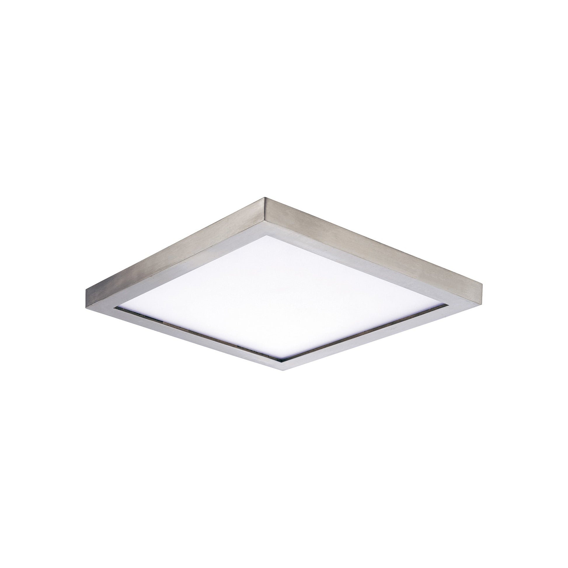 Wafer Outdoor LED Flush Mount Ceiling Light in Satin Nickel (7-Inch/Square).