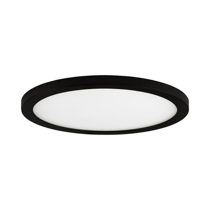 Wafer Outdoor LED Flush Mount Ceiling Light in Black (9-Inch/Round).