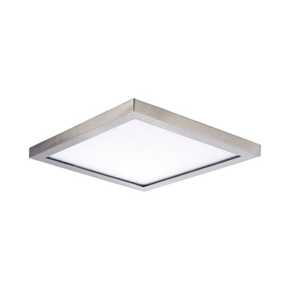 Wafer Outdoor LED Flush Mount Ceiling Light in Satin Nickel (9-Inch/Square).