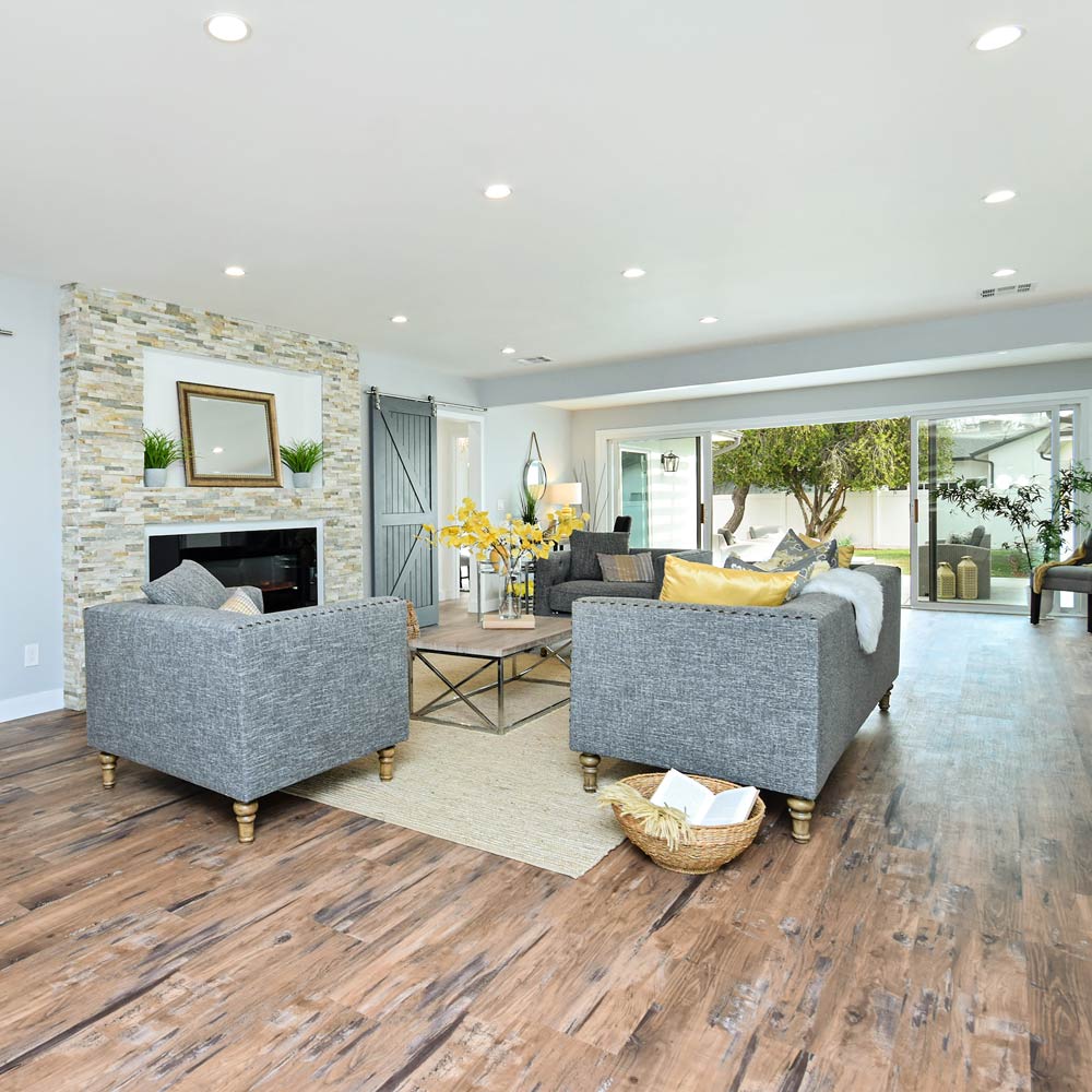 Wafer Round LED Flush Mount Ceiling Light in living room.