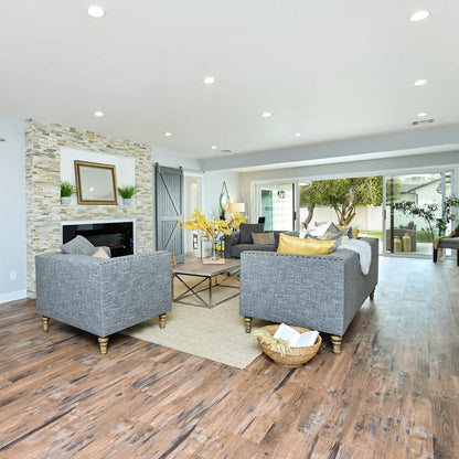 Wafer Round LED Flush Mount Ceiling Light in living room.
