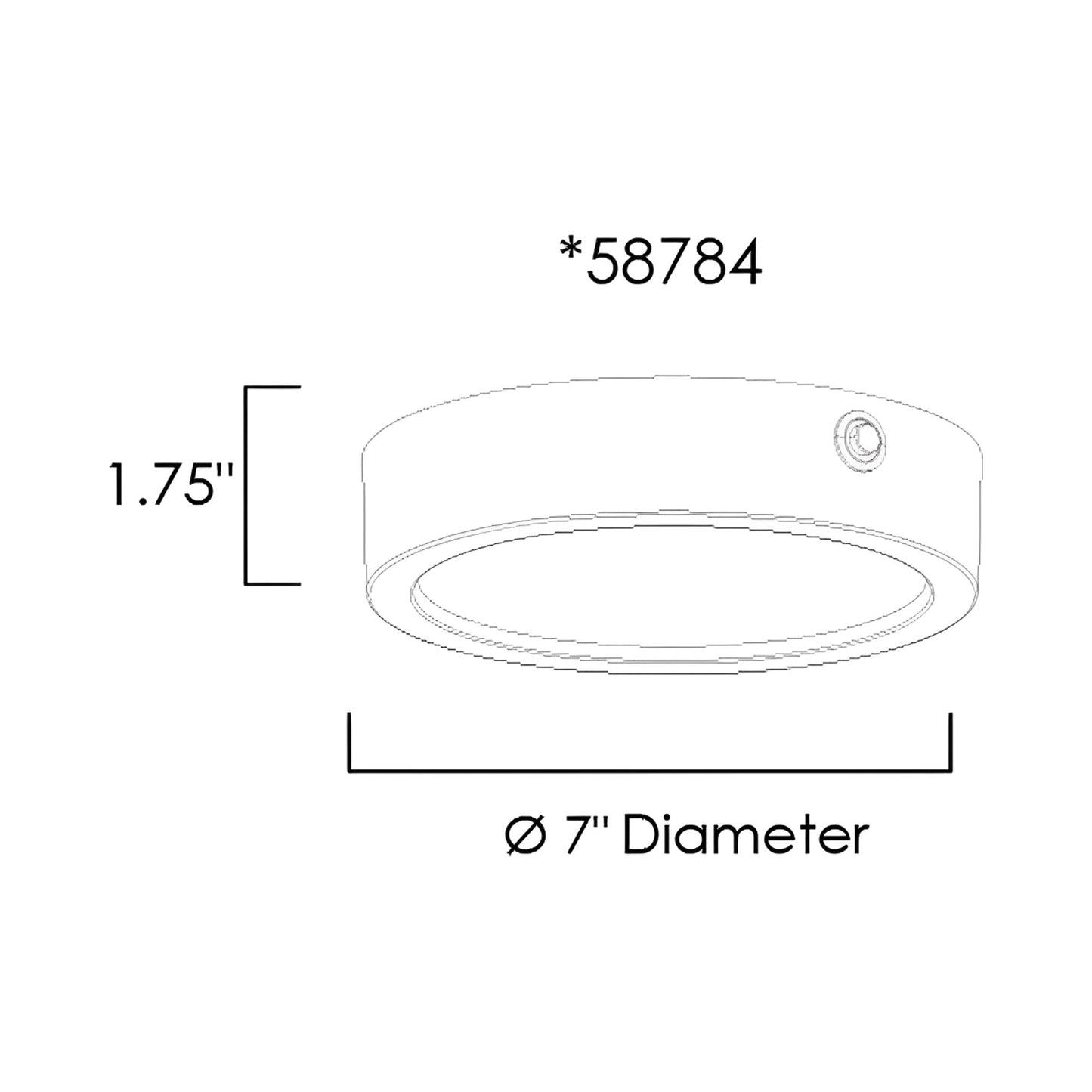 Wafer Round LED Flush Mount Ceiling Light - line drawing.