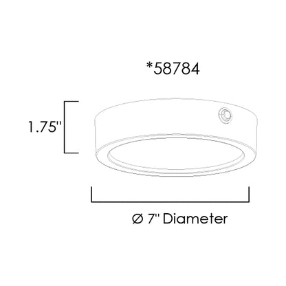 Wafer Round LED Flush Mount Ceiling Light - line drawing.