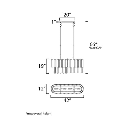 Warren Linear Pendant Light - line drawing.