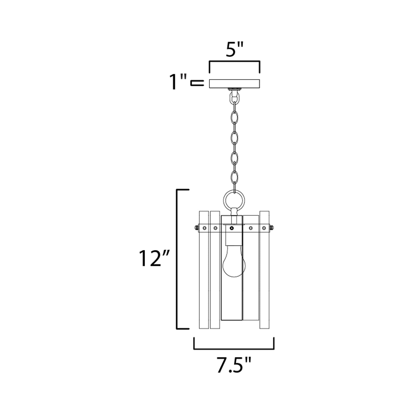 Warren Pendant Light - line drawing.