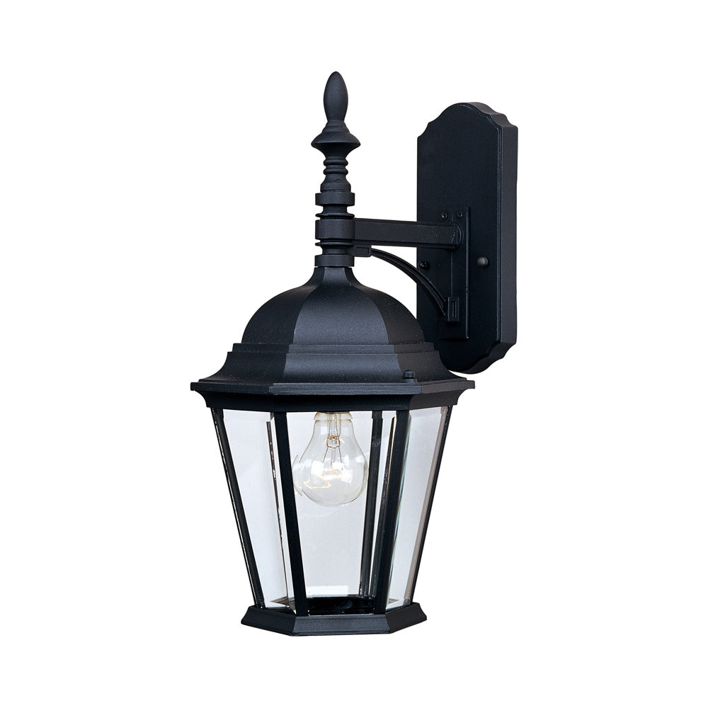 Westlake Outdoor Lantern Wall Light in Black (1-Light/Clear Glass).