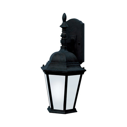 Westlake Outdoor Lantern Wall Light in Black (1-Light/Frosted Glass).