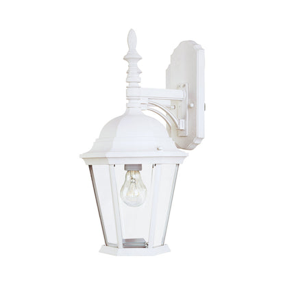 Westlake Outdoor Lantern Wall Light in White (1-Light/Clear Glass).
