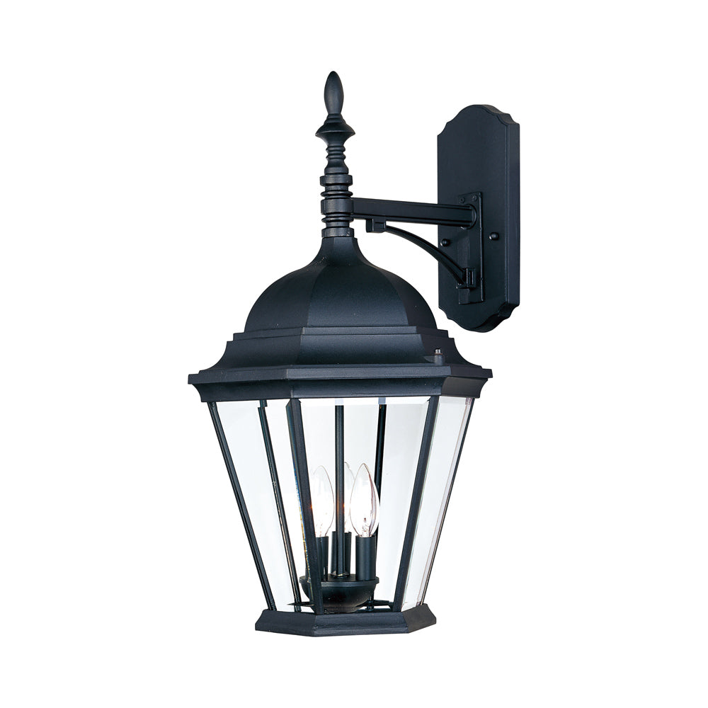 Westlake Outdoor Lantern Wall Light in Black (3-Light/Clear Glass).