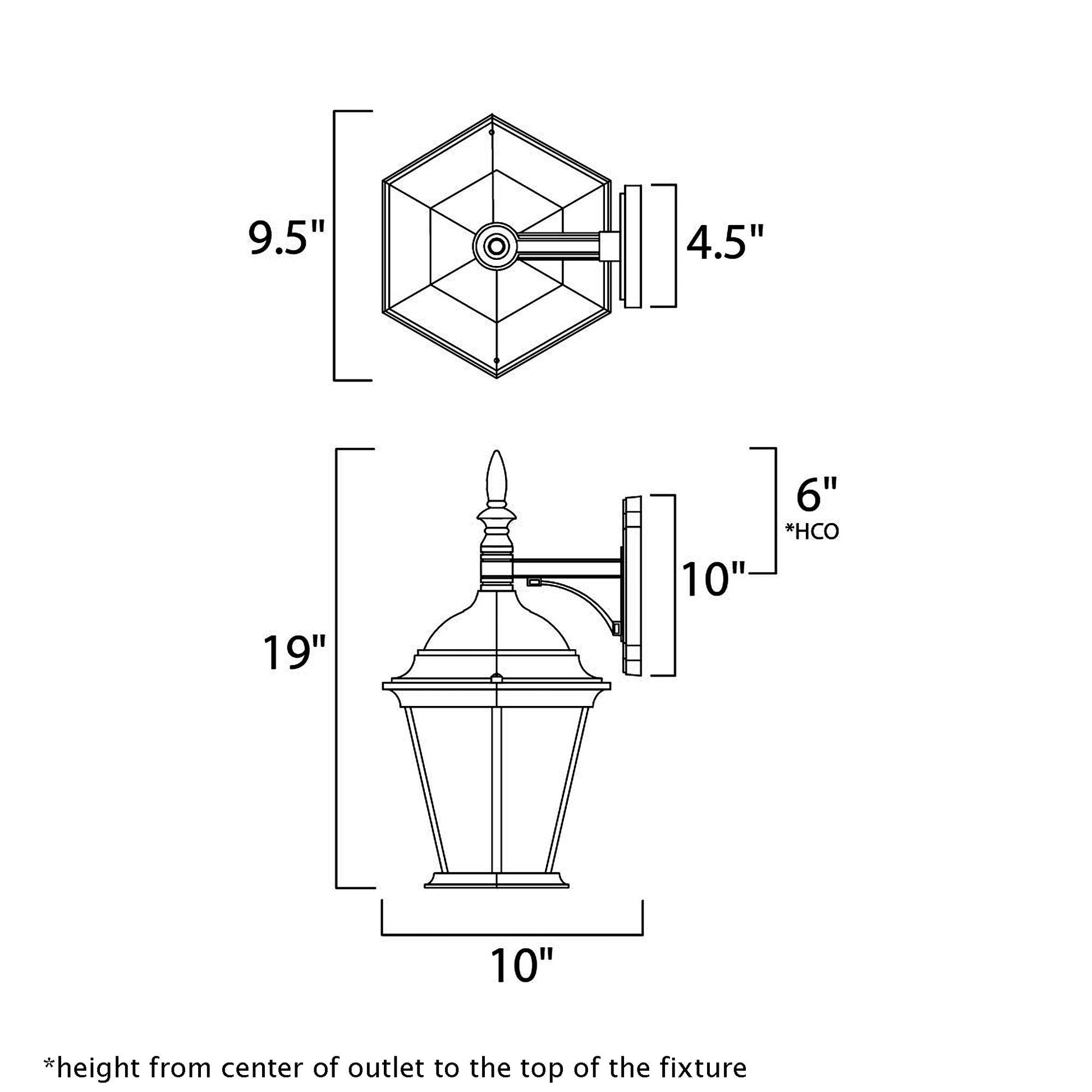 Westlake Outdoor Lantern Wall Light - line drawing.