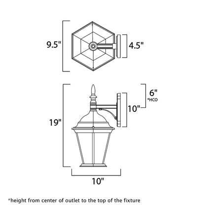 Westlake Outdoor Lantern Wall Light - line drawing.