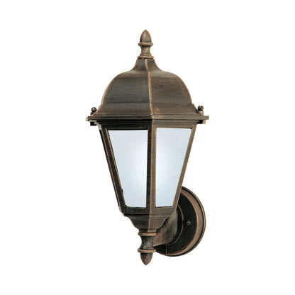 Westlake Outdoor Wall Light in Rust Patina (Up/Frosted Glass).