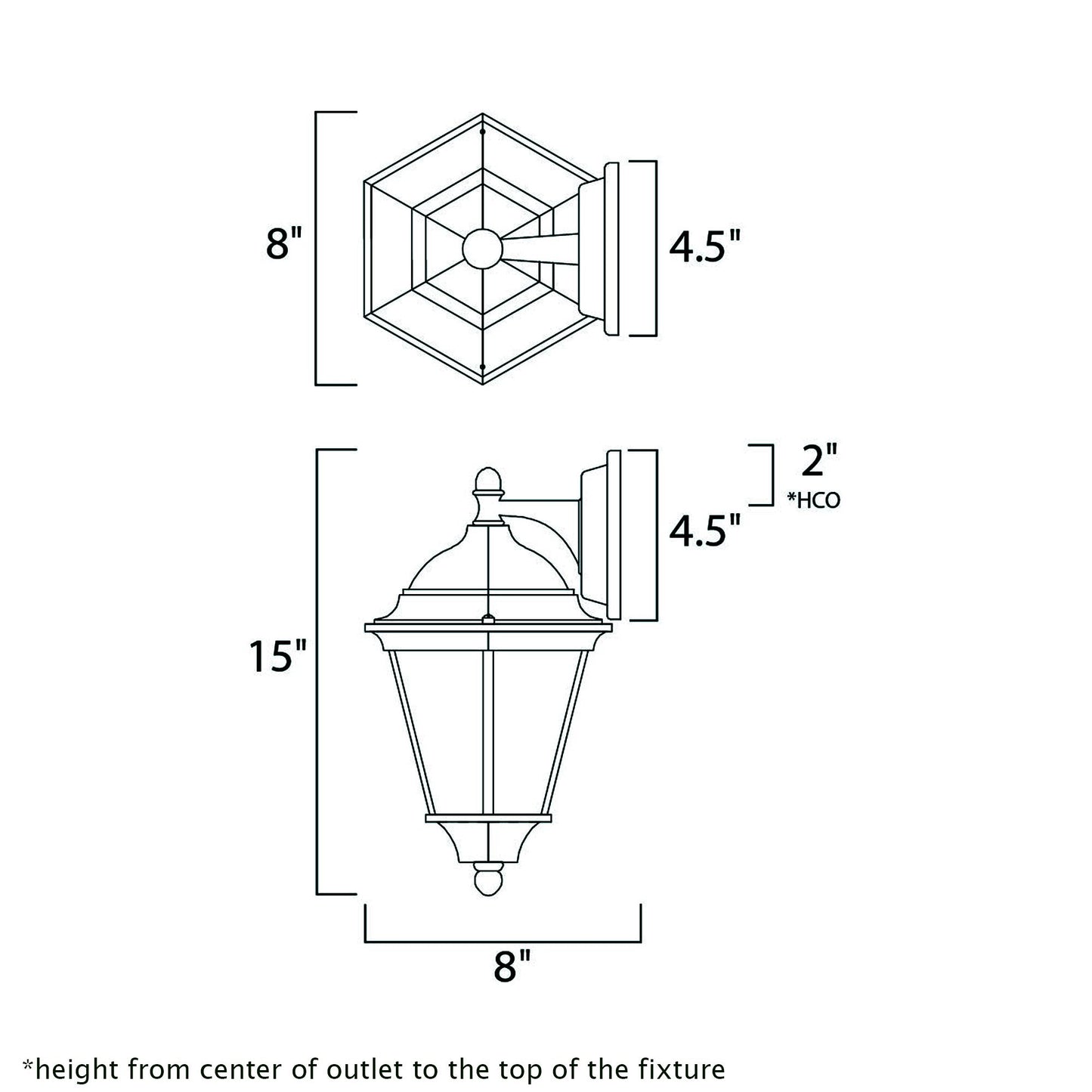 Westlake Outdoor Wall Light - line drawing.