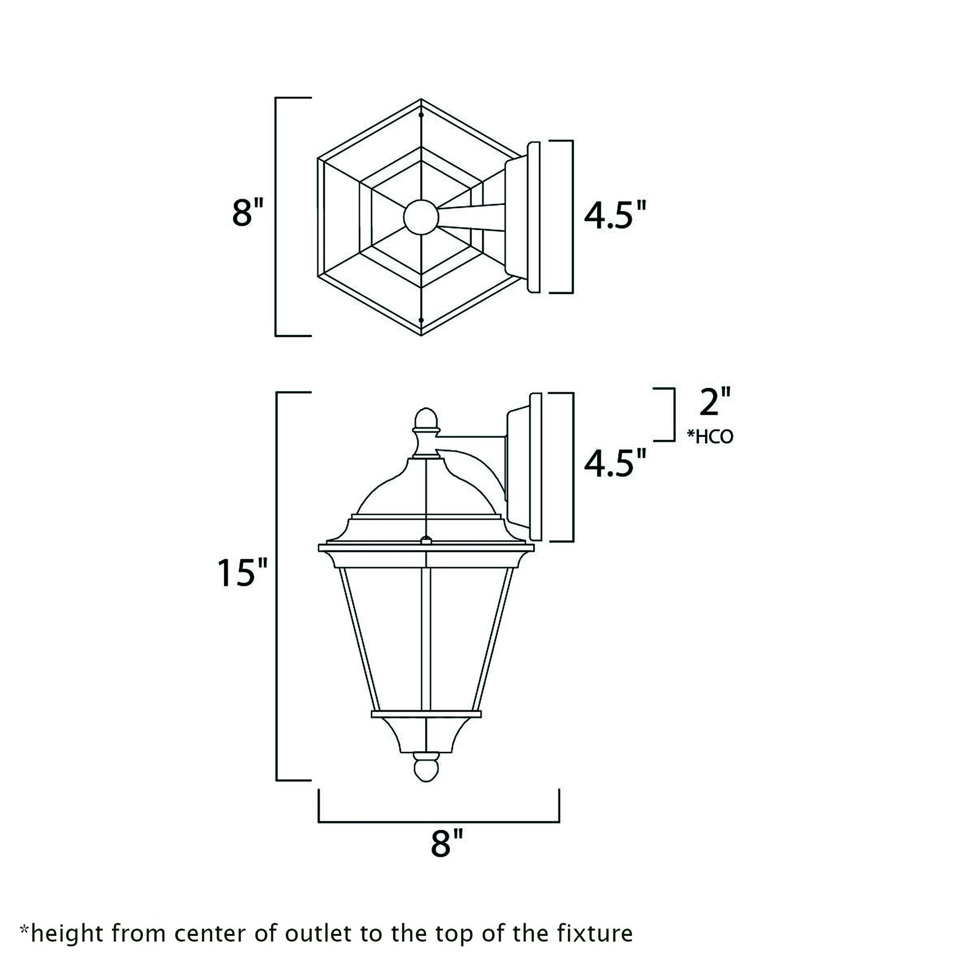 Westlake Outdoor Wall Light - line drawing.