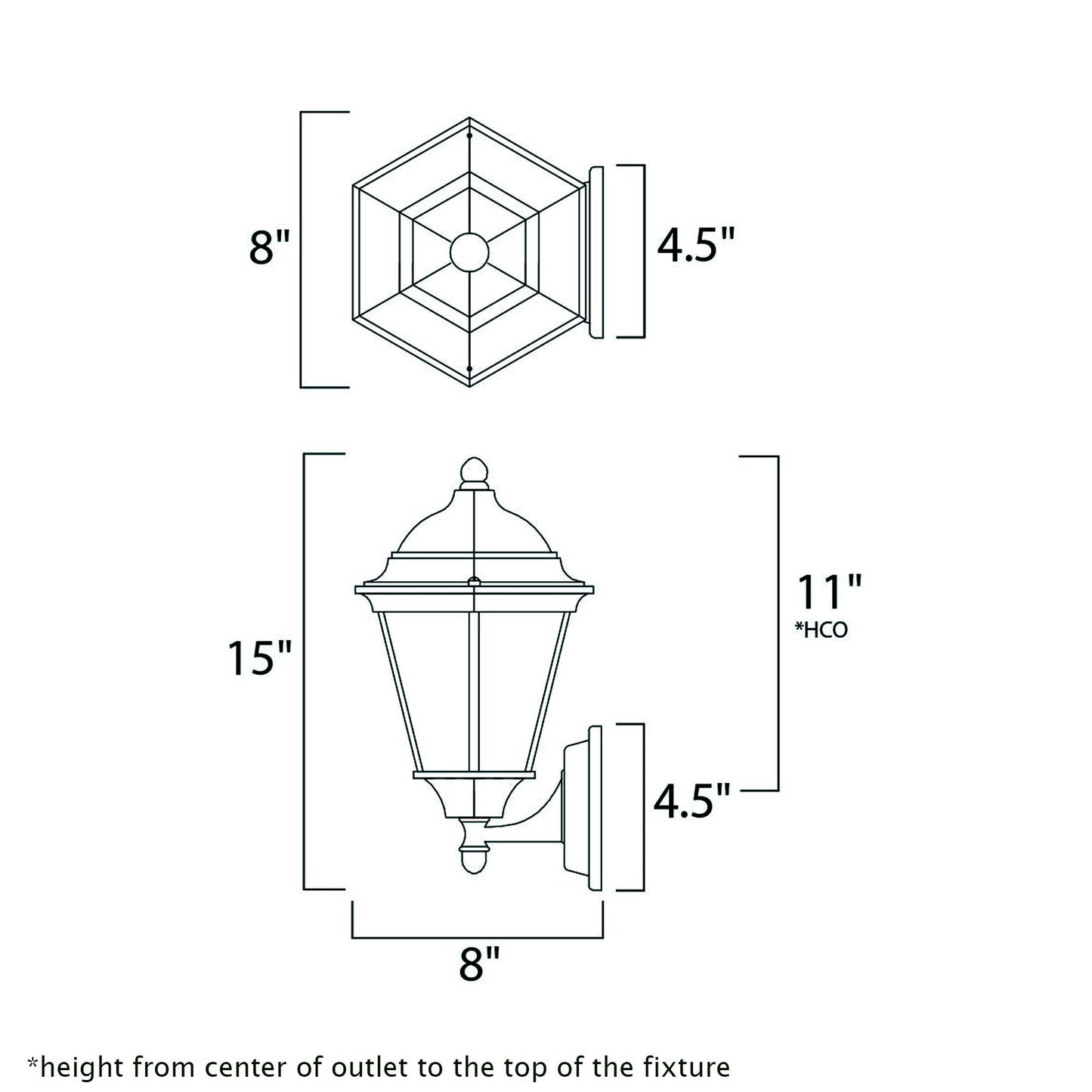 Westlake Outdoor Wall Light - line drawing.