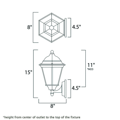 Westlake Outdoor Wall Light - line drawing.