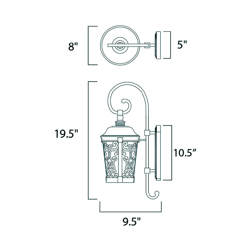 Whisper Dark Sky Outdoor LED Wall Light - line drawing.